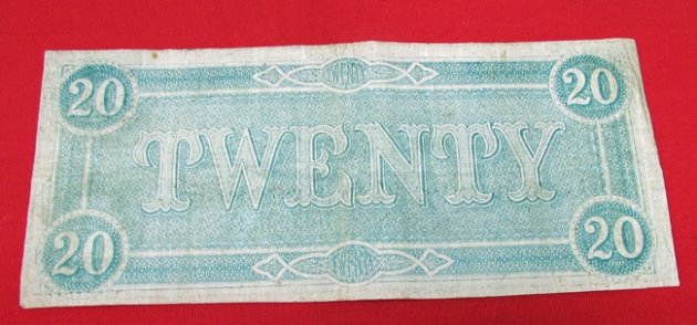  US Civil War Confederate Twenty Dollar Bill — image 3
