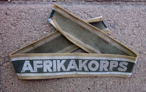 German WWII Afrika Korps Cuff Title, Silver Flat Wire Embroidery — image 2