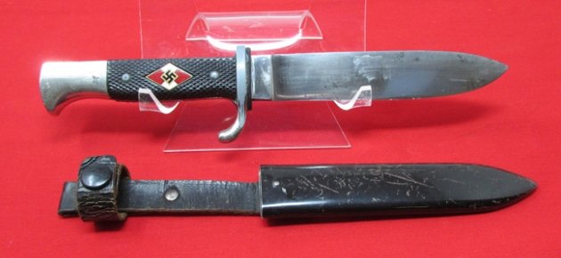  German WWII Hitler Youth Knife & Scabbard, RZM M2, 1938 Emil Voos — image 3