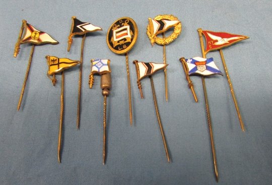 German Enameled Yachting & Maritime Pennant Stickpin Lot — image 2