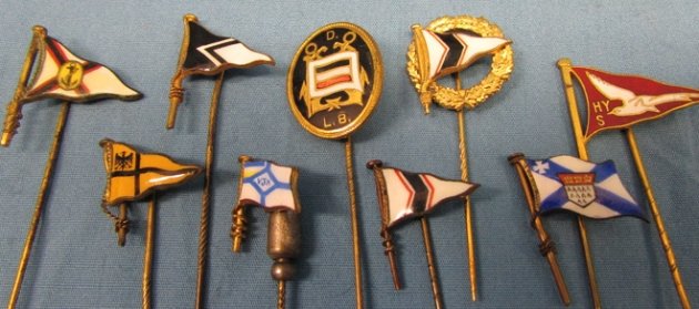 German Enameled Yachting & Maritime Pennant Stickpin Lot — image 3