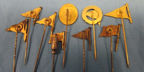 German Enameled Yachting & Maritime Pennant Stickpin Lot — image 4