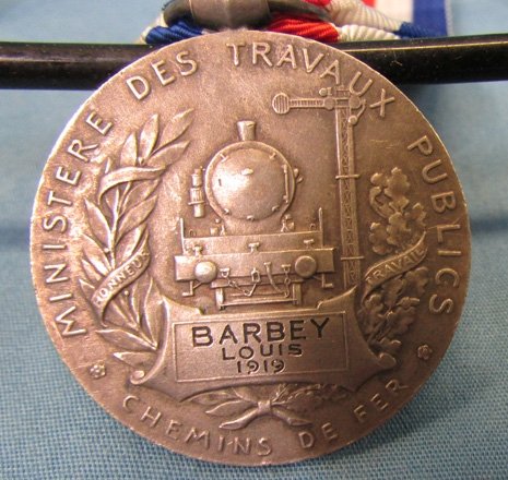  French WWI Railroad Honor Medal 1919, Silver, Named — image 4