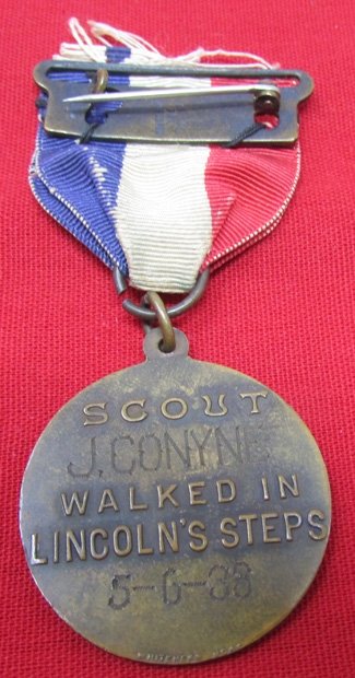  US Pre WWII Boy Scout Medal, Named, 1933 Lincoln Trail — image 3