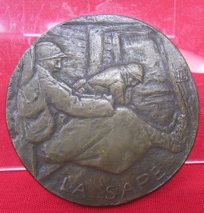  French WWI Patriotic Bronze Plaque, La Sape (The Trench) — image 2