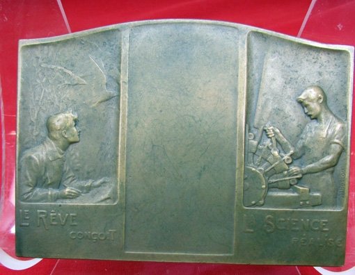  French WWI Patriotic Bronze Plaque, Two Sided, Aviation, 100 x 73 mm — image 3