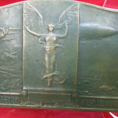  French WWI Patriotic Bronze Plaque, Two Sided, Aviation, 100 x 73 mm — image 4