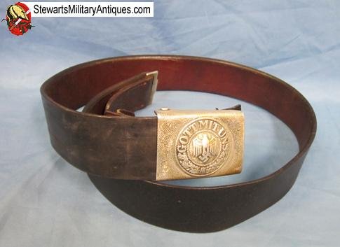  German WWII Pebbled Aluminum Army Buckle and 1937 Dated Belt — image 2