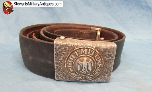  German WWII Army Service Belt & Buckle Set, 1936 Dated  — image 2