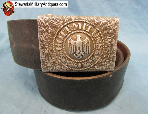  German WWII Army Service Belt & Buckle Set, 1936 Dated  — image 3