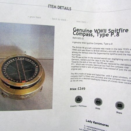  British WWII, RAAF, Spitfire Aircraft Type P8 Compass & Transport Box — image 3