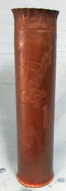  French WWI 75mm Shell Vase, US 141st Aero Squadron, France 1918 — image 2
