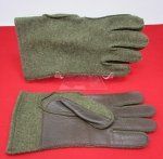 US WWII Issue Winter Wool & Leather Gloves