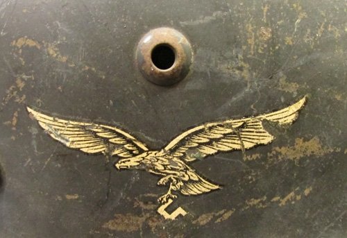  German WWII M1935 Luftwaffe Double Decal Helmet, SE64 — image 3