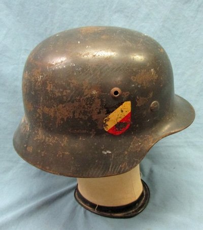  German WWII M1935 Luftwaffe Double Decal Helmet, SE64 — image 4