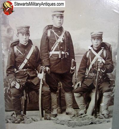  Japanese Meiji Era Russo-Japanese War Cabinet Card, 3 Army Officers — image 3