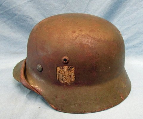  German WWII Army M1935 Double Decal Helmet, Complete, ET62 — image 2