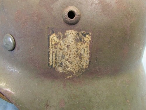  German WWII Army M1935 Double Decal Helmet, Complete, ET62 — image 3