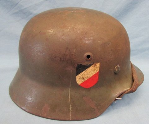  German WWII Army M1935 Double Decal Helmet, Complete, ET62 — image 5