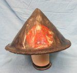 Japanese Late Edo Period Jingasa Helmet, Molded Leather