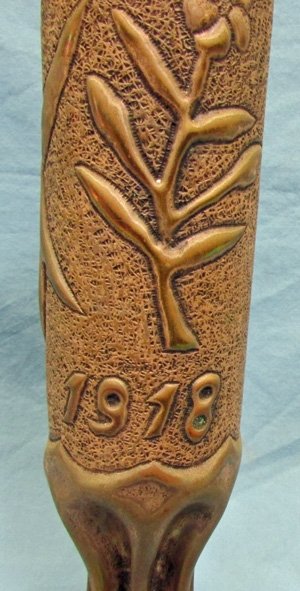  WWI Trench Art Vase, Verdun 1918, French 75 Casing — image 4