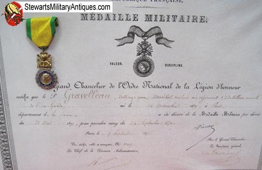  French Medal Militaire, Imperial Guard Artillery & Document — image 3