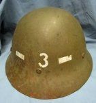 Japanese WWII Steel Civil Defense Helmet, Mitsubishi Company
