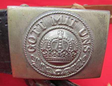  German WWI Hate Belt, Prussian Enlisted Buckle, 32 Pieces of Insignia — image 4