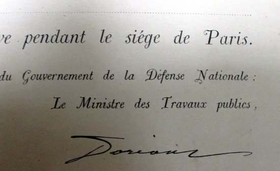 French, Franco-Prussian War, Seige of Paris Certificate — image 5