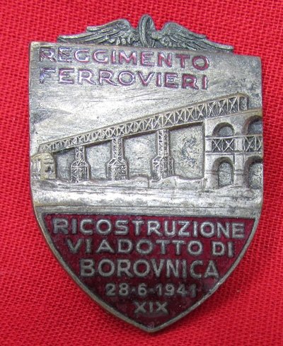  Italian WWII, Railway Unit Badge, Pinback — image 2
