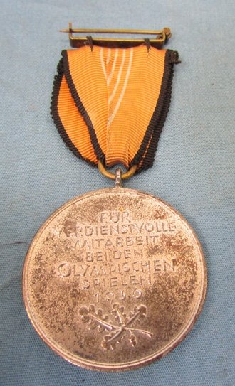  German Pre WWII 1936 Olympic Medal & Document, — image 5