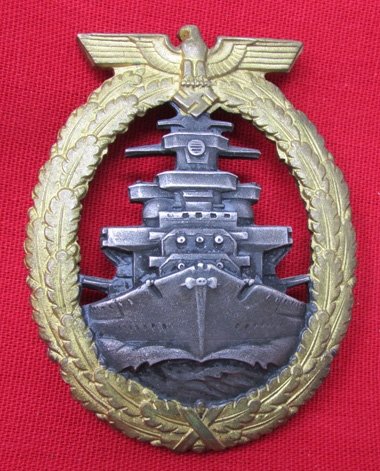  German WWII Kriegsmarine High Seas Fleet Badge, Missing Clasp — image 2