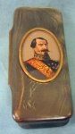 French 2nd Empire Carved Horn Snuff Box, Napoleon III