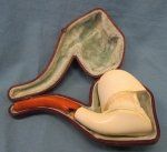 French, 2nd Empire, Napoleon I, Carved Meerschaum Pipe and Case