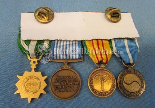  US Korean War- Vietnam War 4 Place Miniature Medal Bar — image 4