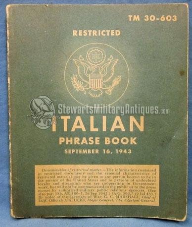  US WWII, Italian Phrase Book, TM 30-603, 1943 — image 2