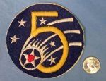 US WWII USAAF 5TH Air Force, Large Pattern Jacket Patch, …