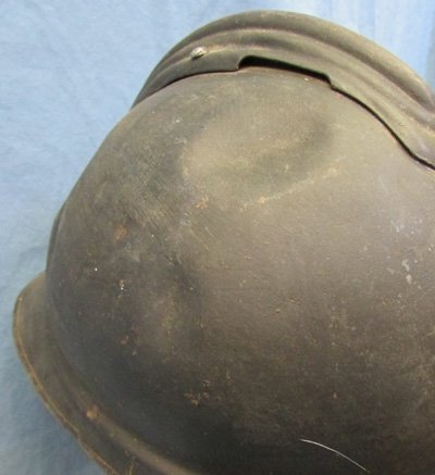  French WWI Adrian Infantry Helmet, Partial Liner & Veteran Visor Plate — image 5