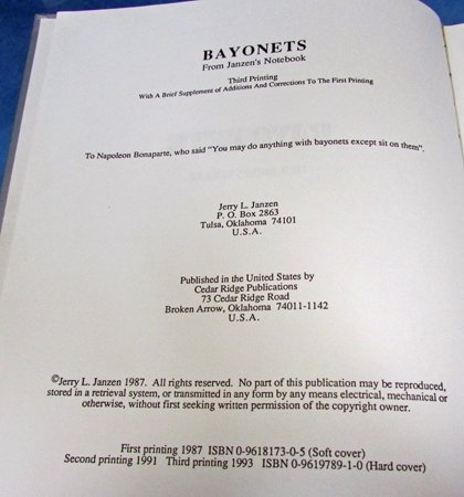  Book, Bayonets From Janzen's Notebook, By Jerry Janzen — image 4