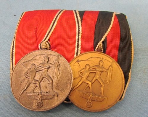  German WWII Two Place Medal Bar, Austrian Anschluss & Czech Occupation, Retailer Marked — image 2