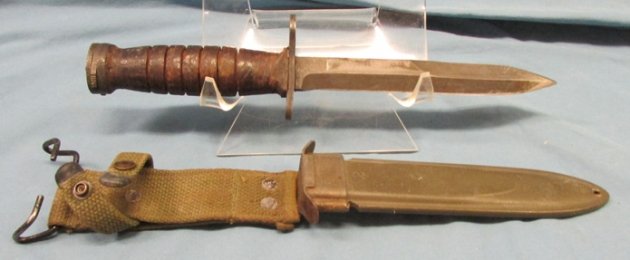  US WWII-Korean War, USM4 Carbine Bayonet, Utica Mfg, & M8 Scabbard — image 2