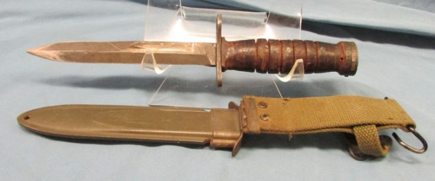  US WWII-Korean War, USM4 Carbine Bayonet, Utica Mfg, & M8 Scabbard — image 3