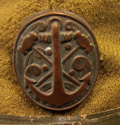  Japanese WWII Civilian Hat, Brass Naval Emblem — image 3
