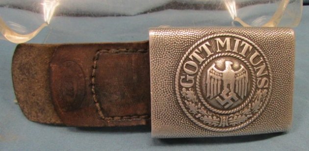  German WWII Pebbled Aluminum Army Buckle & Tab, 1937 — image 2