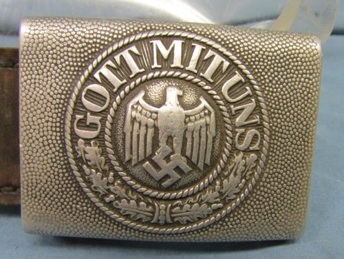  German WWII Pebbled Aluminum Army Buckle & Tab, 1937 — image 3