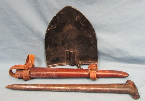  US Pre WWI, M1912 Picket Pin & Leather Carrier, With Shovel Attachment Set — image 3