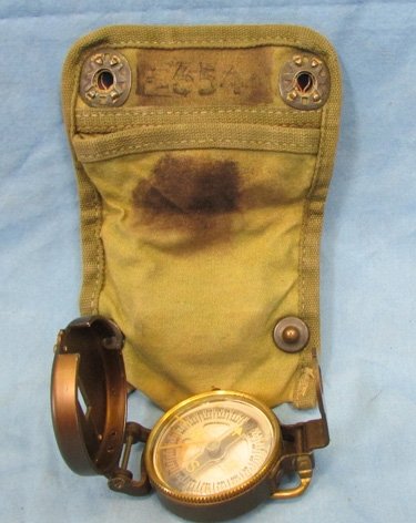  US Korean War Lensatic Compass & Belt Pouch, Marine Compass Co. — image 2