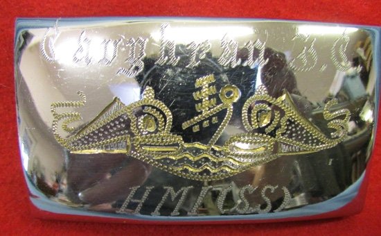  US Cold War Era, Named Submarine Crewman's Souvenir Buckle — image 2