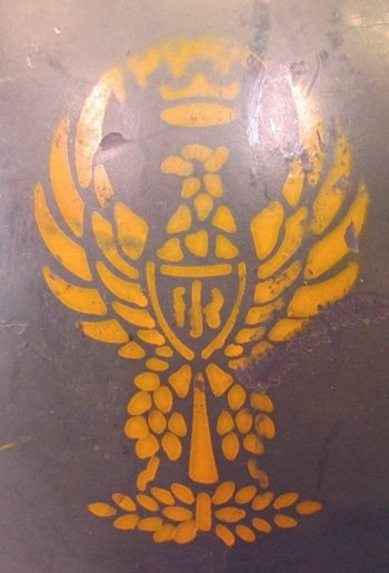  Italian WWII M1933 Steel Helmet, Stenciled Eagle & Crown — image 3