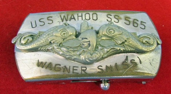  US Korean War-Vietnam War Era, USS Wahoo SS-565, Submarine Crew Buckle — image 2